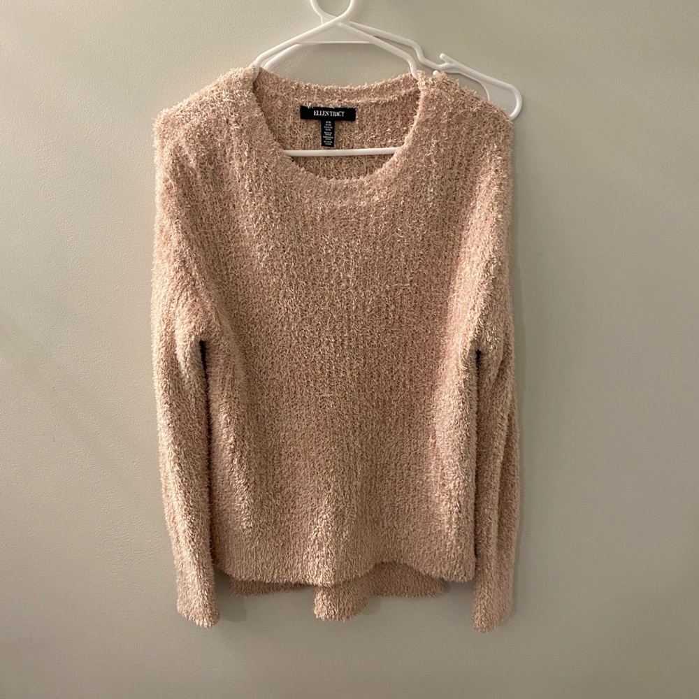 Ellen Tracy M Fuzzy Pink Sweater